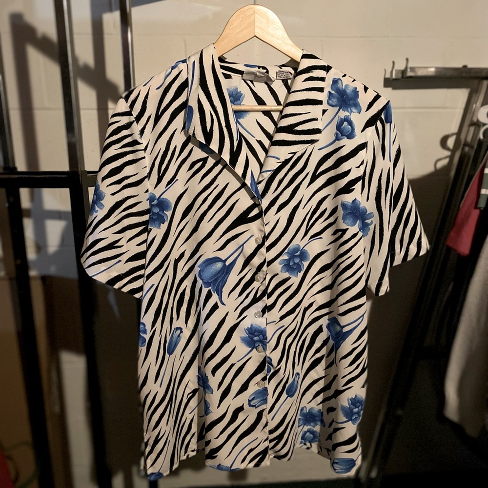 Vintage Zebra Print Button Down